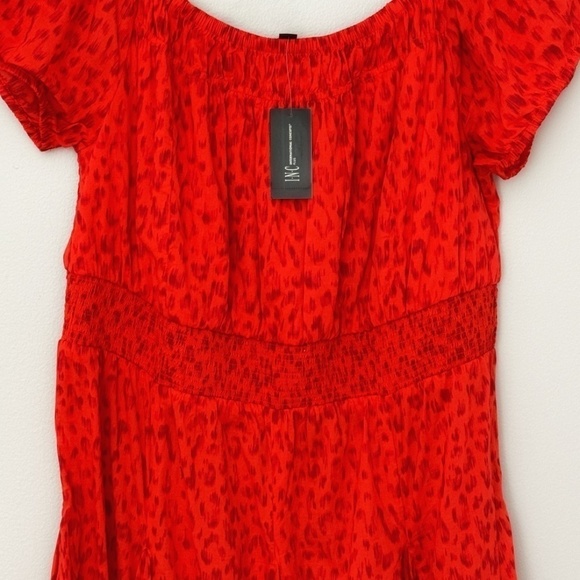 NWT INC International Concepts Dress Paradise Animal Print Red Orange Midi Dress - Picture 6 of 13